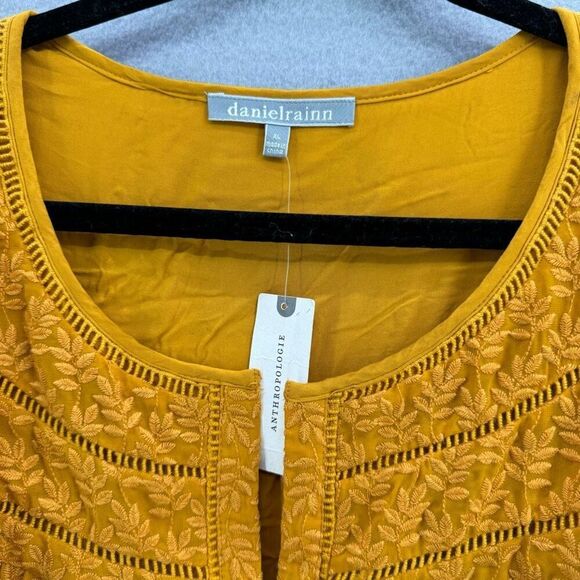 NWT Anthropologie Daniel Rainn Gold Yellow Embroidered Tunic Dress Size XL - Picture 5 of 11